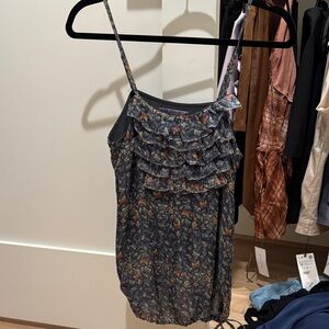 Sugarlips Navy Floral Ruffle Camisole